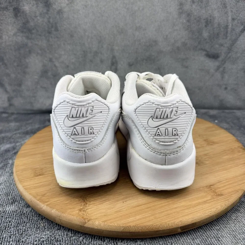 Nike Air Max 90 Shoes Boys Size 7 White Leather Athletic Sneakers CD6864-100